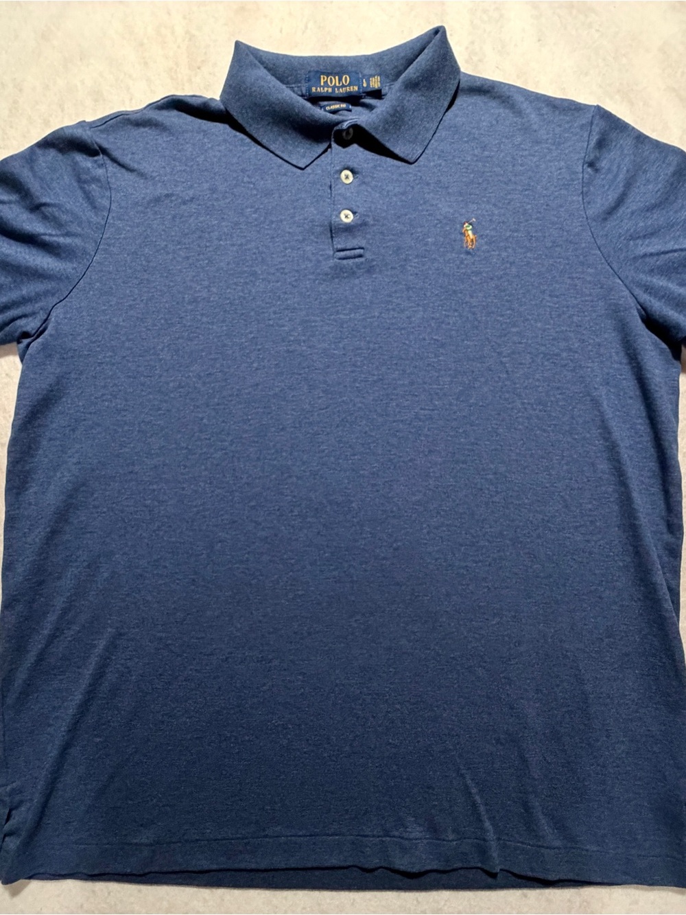 Polo Ralph Lauren Classic Fit Polo Shirt Men’s L Heather Blue Multicolor Pony